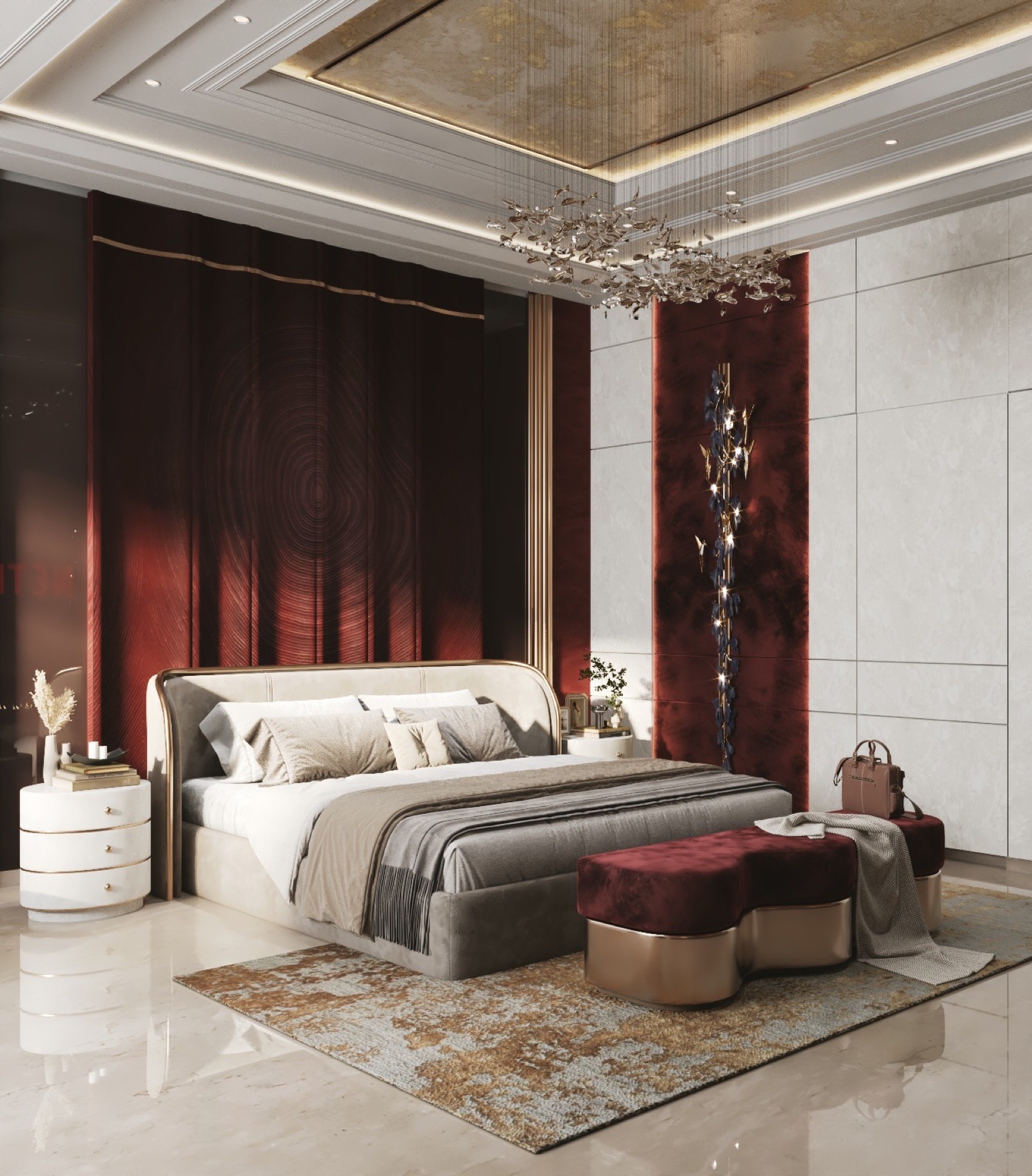 Master Bedroom — Wine & Gold, Anusha Shetty Designs